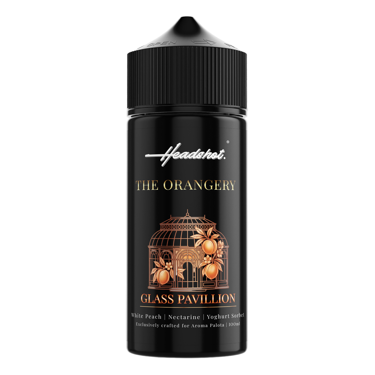 GLASS PAVILLION flavor (nectarine, peach, yogurt) by HEADSHOT, bottle
